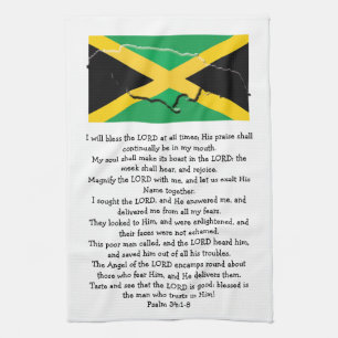 Anpassningsbar Photo Jamaica Flagga Psalm 34 Chris Kökshandduk