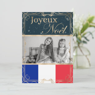 Anpassningsbar Photo Joyeux Noël Fransk Flagga jul Julkort