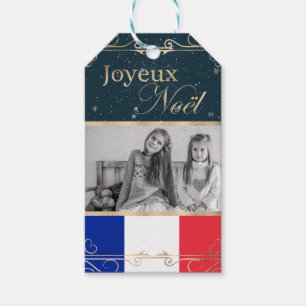 Anpassningsbar Photo Joyeux Noël Fransk Flagga jul Presentetikett