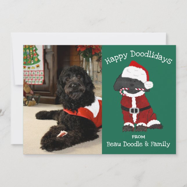 Anpassningsbar Photo jul Labradoodle Santa Helgdag (Framsida)