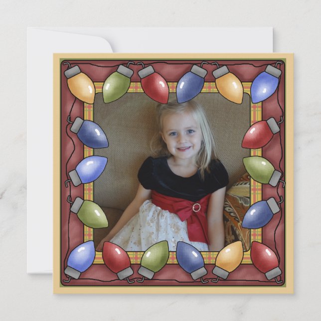 Anpassningsbar Photo jul Ljus Helgdag Card Julkort (Framsida)