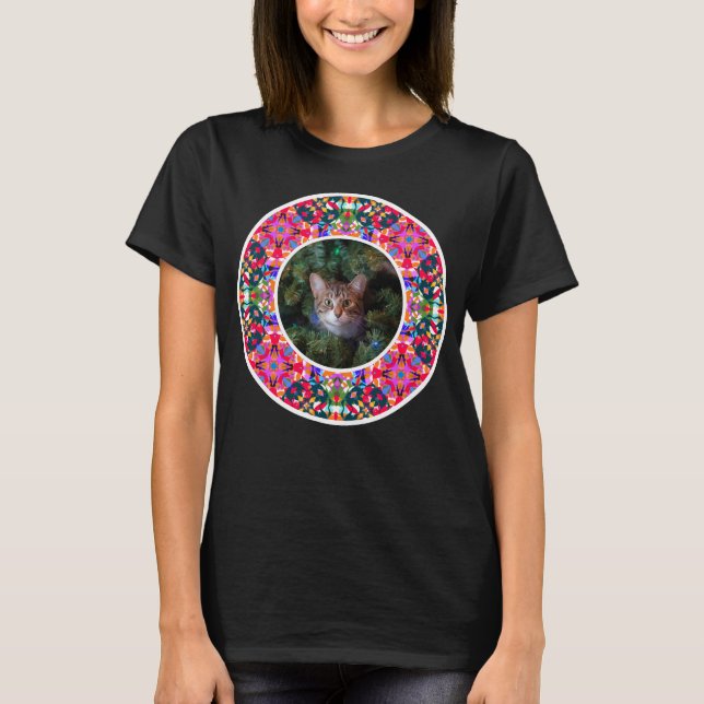 Anpassningsbar Photo jul Pet Cat Glad helg Pun T Shirt (Framsida)