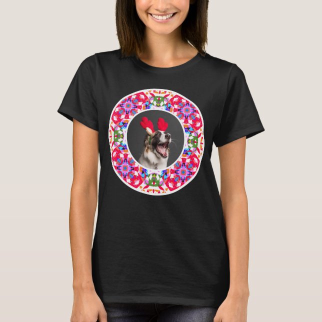 Anpassningsbar Photo jul Pet Hund Glad helg Pun T Shirt (Framsida)