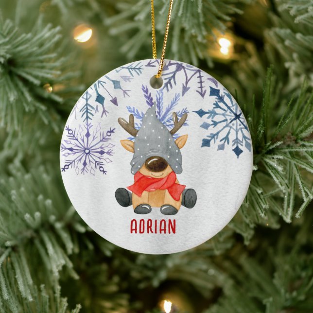 Anpassningsbar Photo jul Reindeer Personlig Julgransprydnad Keramik (Träd)