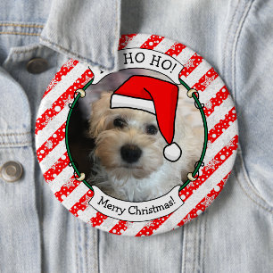 Anpassningsbar Photo jul Santa Hat Pet HO HO HO Knapp