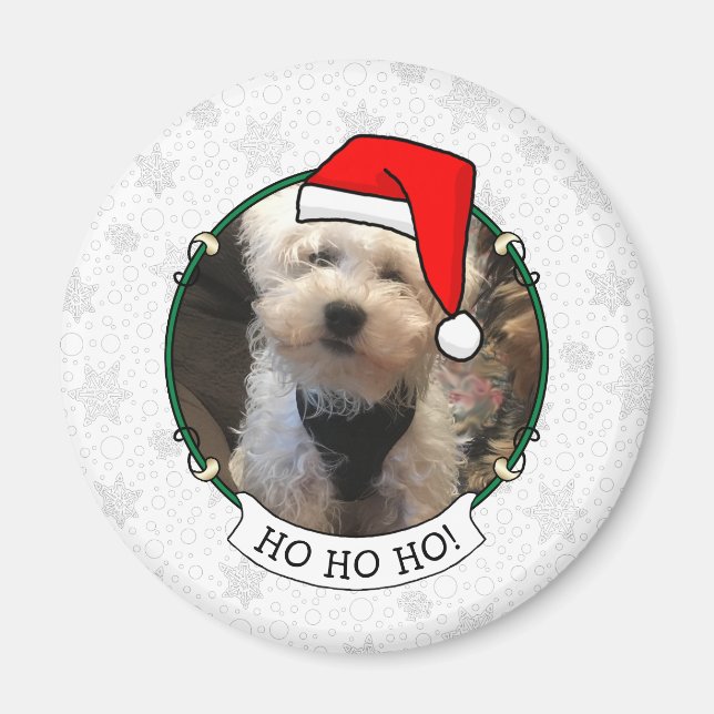 Anpassningsbar Photo jul Santa Hat Pet HO HO HO Magnet (Framsidan)