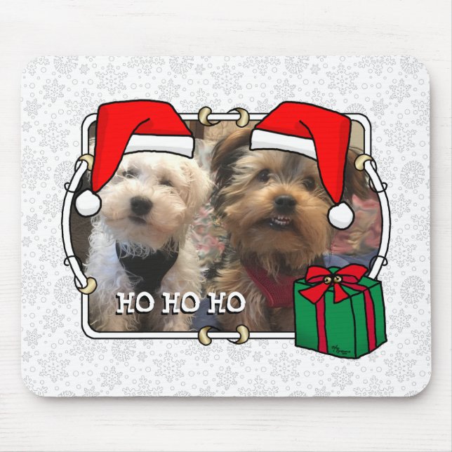 Anpassningsbar Photo jul Santa Hat Pet HO HO HO Musmatta (Framsidan)