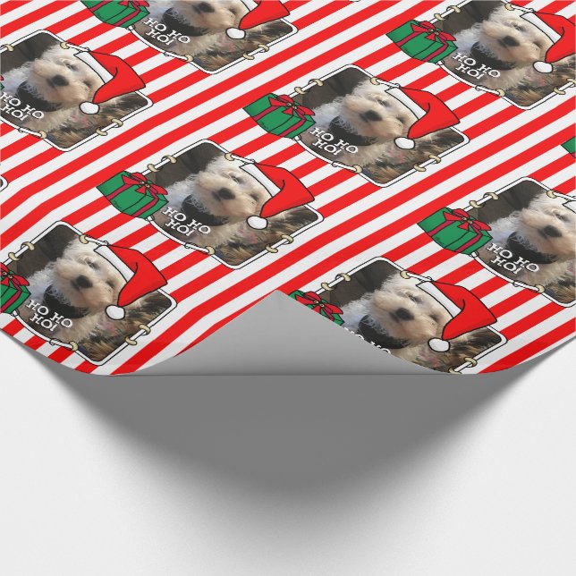 Anpassningsbar Photo jul Santa Hat Pet HO HO HO Presentpapper (Hörn)