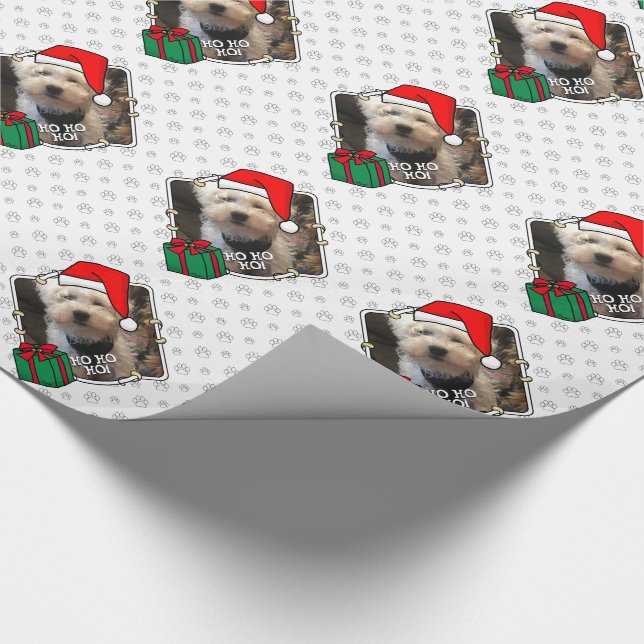 Anpassningsbar Photo jul Santa Hat Pet HO HO HO Presentpapper (Hörn)