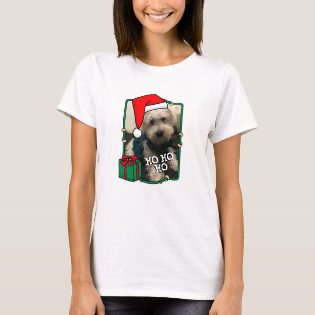 Anpassningsbar Photo jul Santa Hat Pet HO HO HO T Shirt (Framsida)