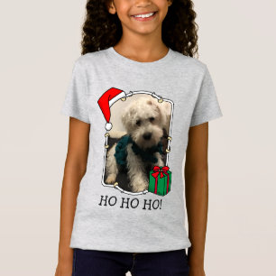 Anpassningsbar Photo jul Santa Hat Pet HO HO HO T Shirt