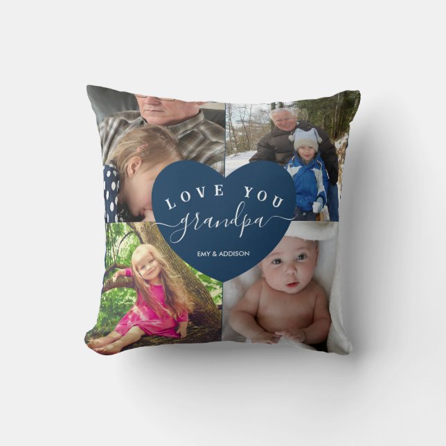 Anpassningsbar Photo Keepsak GRANDPA Cute Gifts Kudde (Framsida)