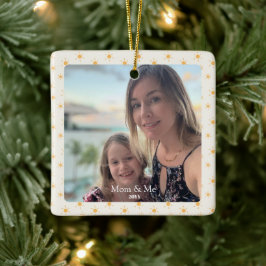 Anpassningsbar Photo Keepsak | Mamma och Me Gift | Julgransprydnad Keramik