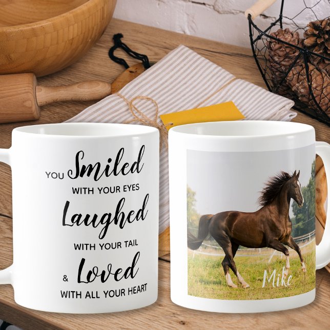 Anpassningsbar Photo Keepsak Pet Horse Memorial Kaffemugg (Skapare uppladdad)