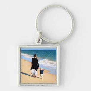 Anpassningsbar Photo Keychain dina foton med MAMMA Fyrkantig Silverfärgad Nyckelring