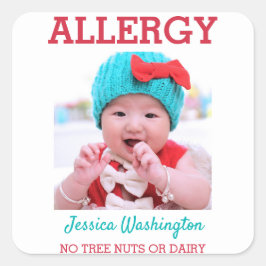 Anpassningsbar Photo Kids Food Allergy Alert ICOE Fyrkantigt Klistermärke