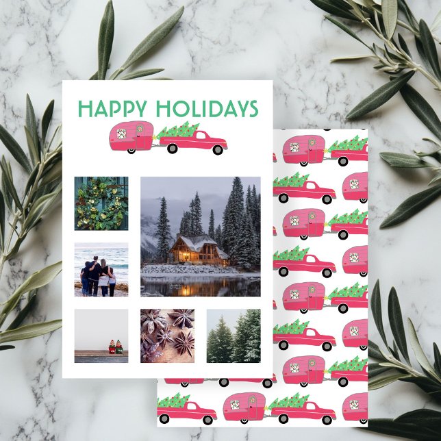 ANPASSNINGSBAR PHOTO Lastbil Camper Trailer-julkor (CUSTOM PHOTOS grid  Truck Camper Trailer Christmas Card
)