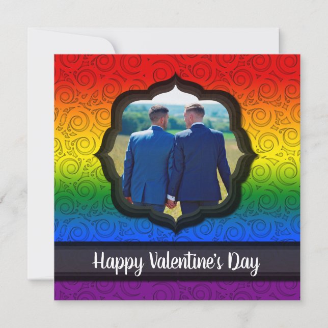 Anpassningsbar Photo LGBTQ Gay Valentine Day Card Kort (Framsida)