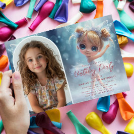Anpassningsbar Photo Little Ballerina och Blue Bir Inbjudningar