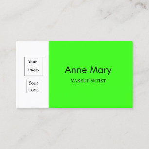 Anpassningsbar Photo Logotyp Neon Grönt Makeup Art Visitkort