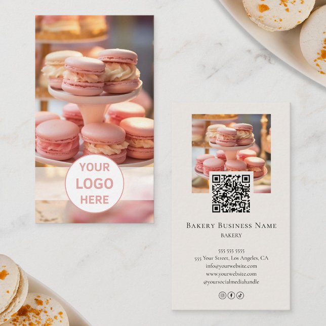 Anpassningsbar Photo Logotyp QR Code Bakery Visitkort (Custom Photo Logo QR Code Bakery Business Card)
