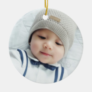Anpassningsbar Photo med Monogram Julgransprydnad Keramik
