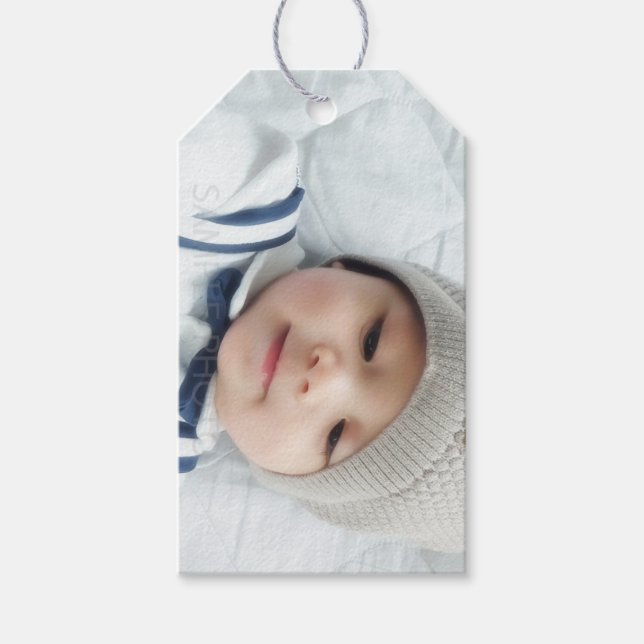 Anpassningsbar Photo med Monogram och Namn Presentetikett (Framsidan)
