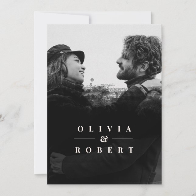 Anpassningsbar Photo med Snyggt Black Abstrakt Brö Inbjudningar (Framsida)