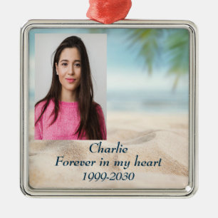 Anpassningsbar Photo Memorial Keepsak Forever i mi Julgransprydnad Metall