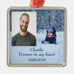 Anpassningsbar Photo Memorial Keepsak Forever i mi Julgransprydnad Metall