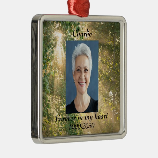 Anpassningsbar Photo Memorial Keepsak Forever i mi Julgransprydnad Metall (Höger)