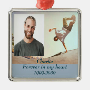 Anpassningsbar Photo Memorial Keepsak Forever i mi Julgransprydnad Metall