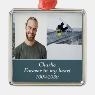 Anpassningsbar Photo Memorial Keepsak Forever i mi Julgransprydnad Metall