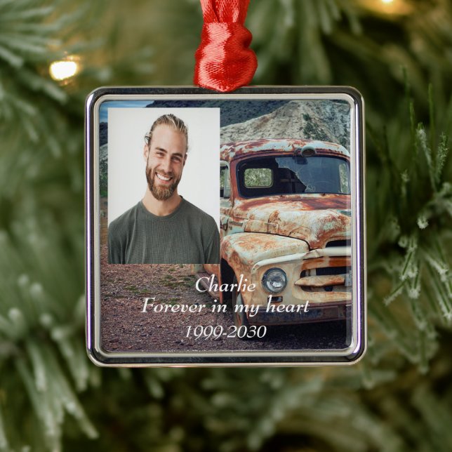Anpassningsbar Photo Memorial Keepsak Forever i mi Julgransprydnad Metall (Träd)