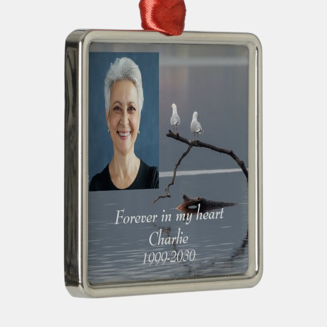 Anpassningsbar Photo Memorial Keepsak Forever i mi Julgransprydnad Metall (Höger)