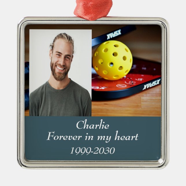 Anpassningsbar Photo Memorial Keepsak Forever i mi Julgransprydnad Metall (Framsidan)