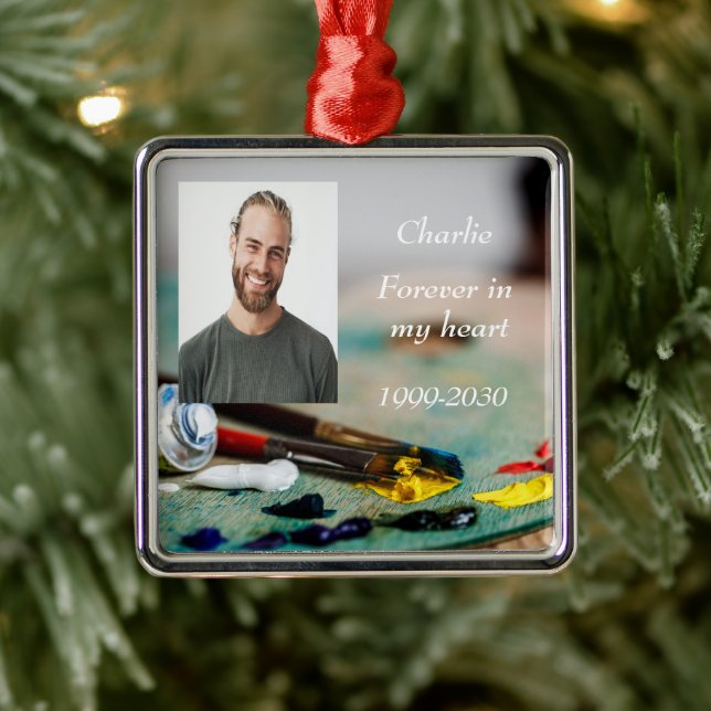 Anpassningsbar Photo Memorial Keepsak Forever i mi Julgransprydnad Metall (Träd)