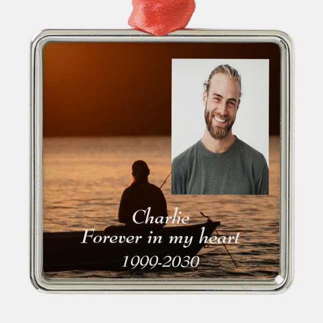 Anpassningsbar Photo Memorial Keepsak Forever i mi Julgransprydnad Metall (Framsidan)