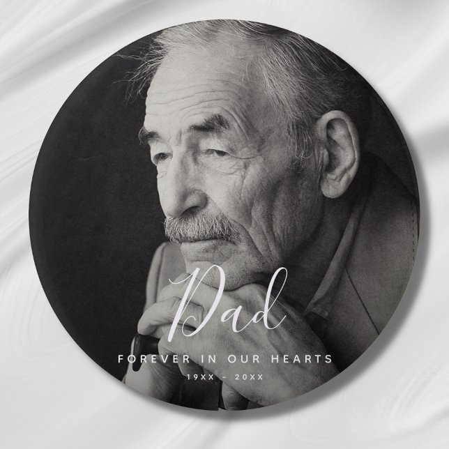 Anpassningsbar Photo Memorial Tribute Funeral Knapp (Dad Photo Memorial Button)