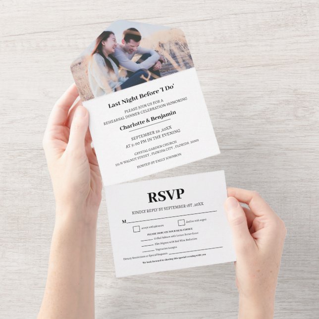Anpassningsbar Photo Menu Choice Rehearsal Dinner (Tearaway)