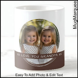 Anpassningsbar Photo & Message White & Brown C33 M Kaffemugg
