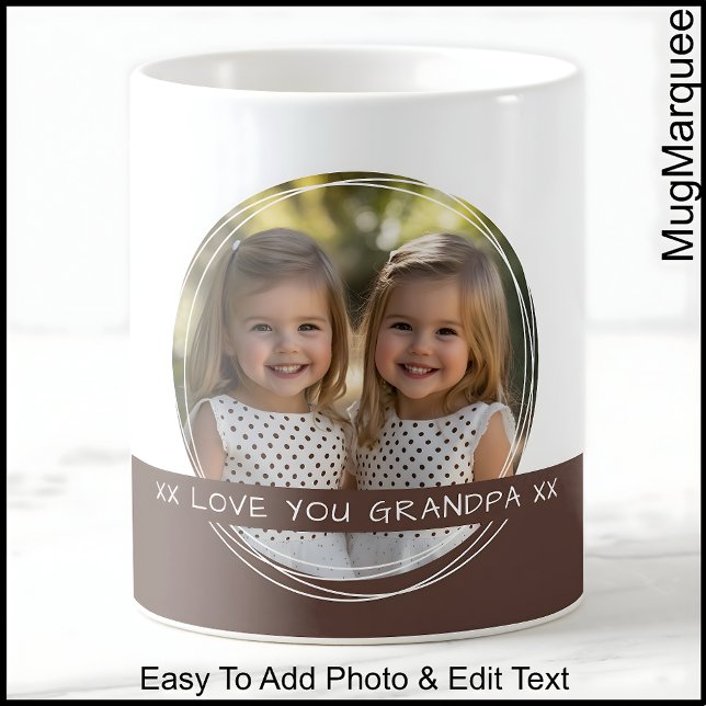 Anpassningsbar Photo & Message White & Brown C33 M Kaffemugg (Skapare uppladdad)