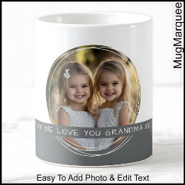 Anpassningsbar Photo & Message White & Grått C19 M Kaffemugg