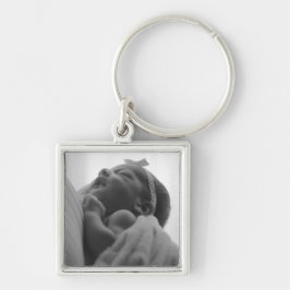 Anpassningsbar Photo Metall Square Charm Fyrkantig Silverfärgad Nyckelring