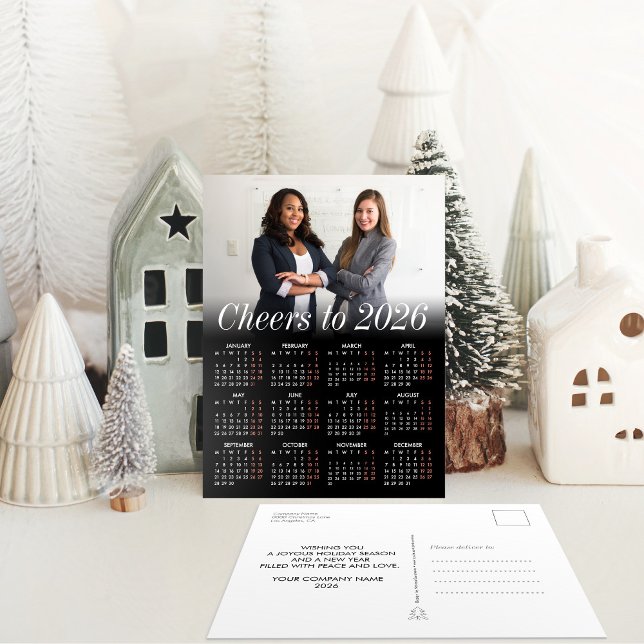 Anpassningsbar Photo Minimal Black Calendar 2026 B Helg Vykort (Skapare uppladdad)