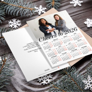 Anpassningsbar Photo Minimal Calendar 2026 Cheers Julkort