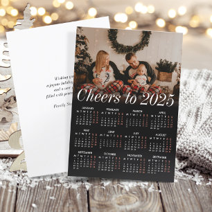 Anpassningsbar Photo Minimal Simple Black Calendar Julkort