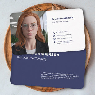 Anpassningsbar Photo - minimalistisk blå Visitkort