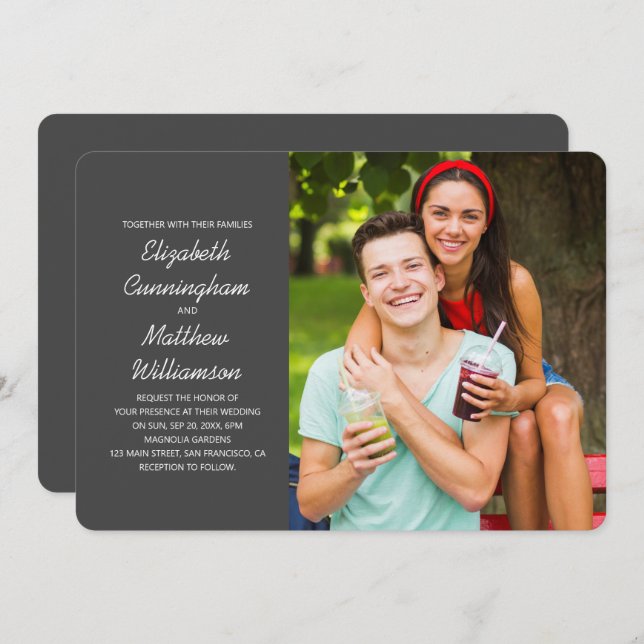 Anpassningsbar Photo + Modern Bröllop Inbjudningar (Fram/baksida)