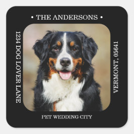 Anpassningsbar Photo Modern Bröllop Returadress Fyrkantigt Klistermärke